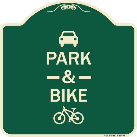 Signmission Park & Ride With Bicycle Graphic Heavy-Gauge Aluminum Architectural Sign, 18" x 18", G-1818-23499 A-DES-G-1818-23499